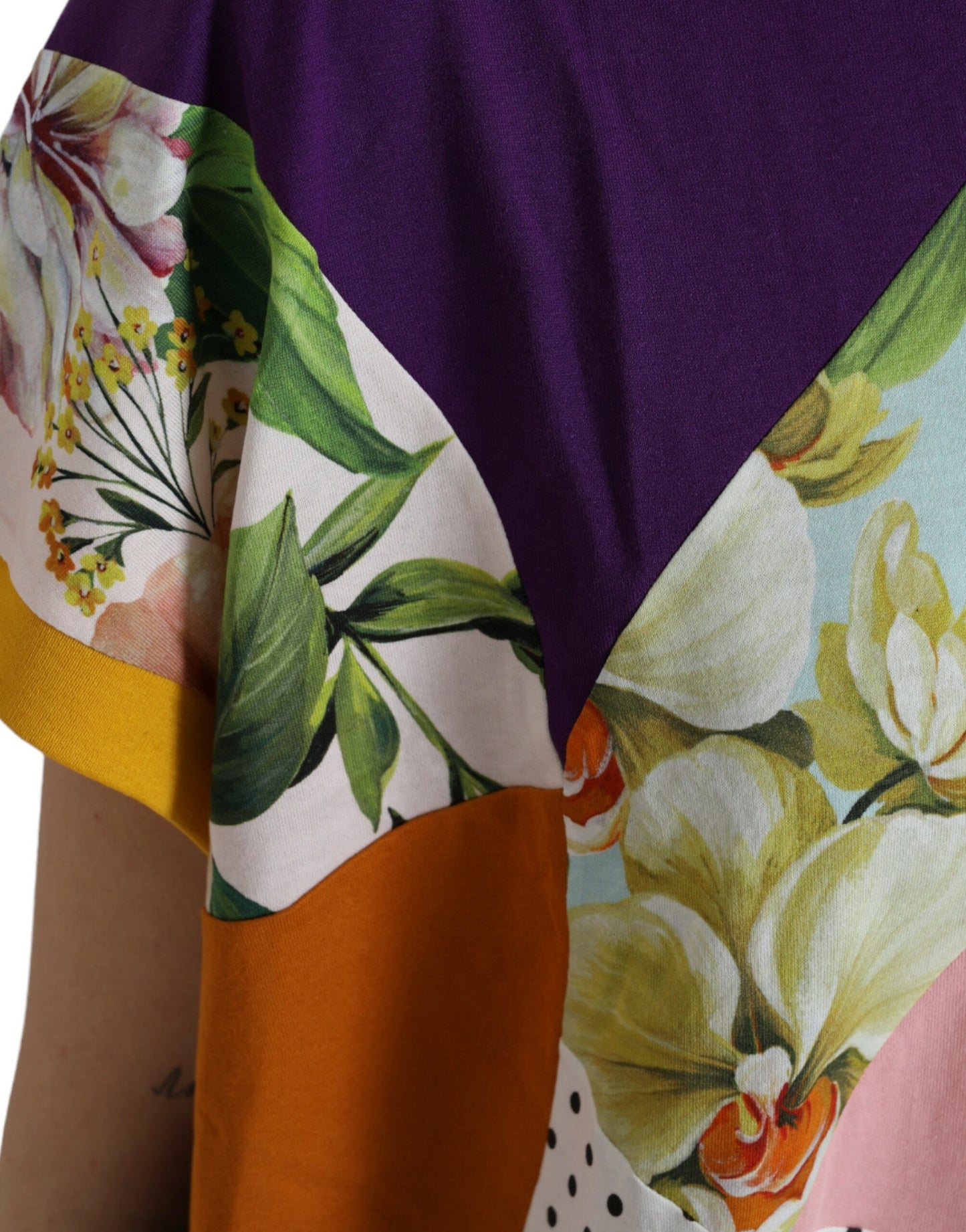 Dolce & Gabbana Blusa Top de Algodón y Seda con Parches Multicolor