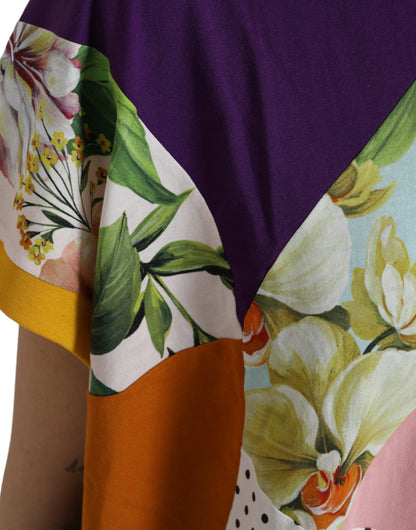 Dolce & Gabbana Blusa Top de Algodón y Seda con Parches Multicolor