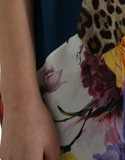 Dolce & Gabbana Blusa Top de Algodón y Seda con Parches Multicolor