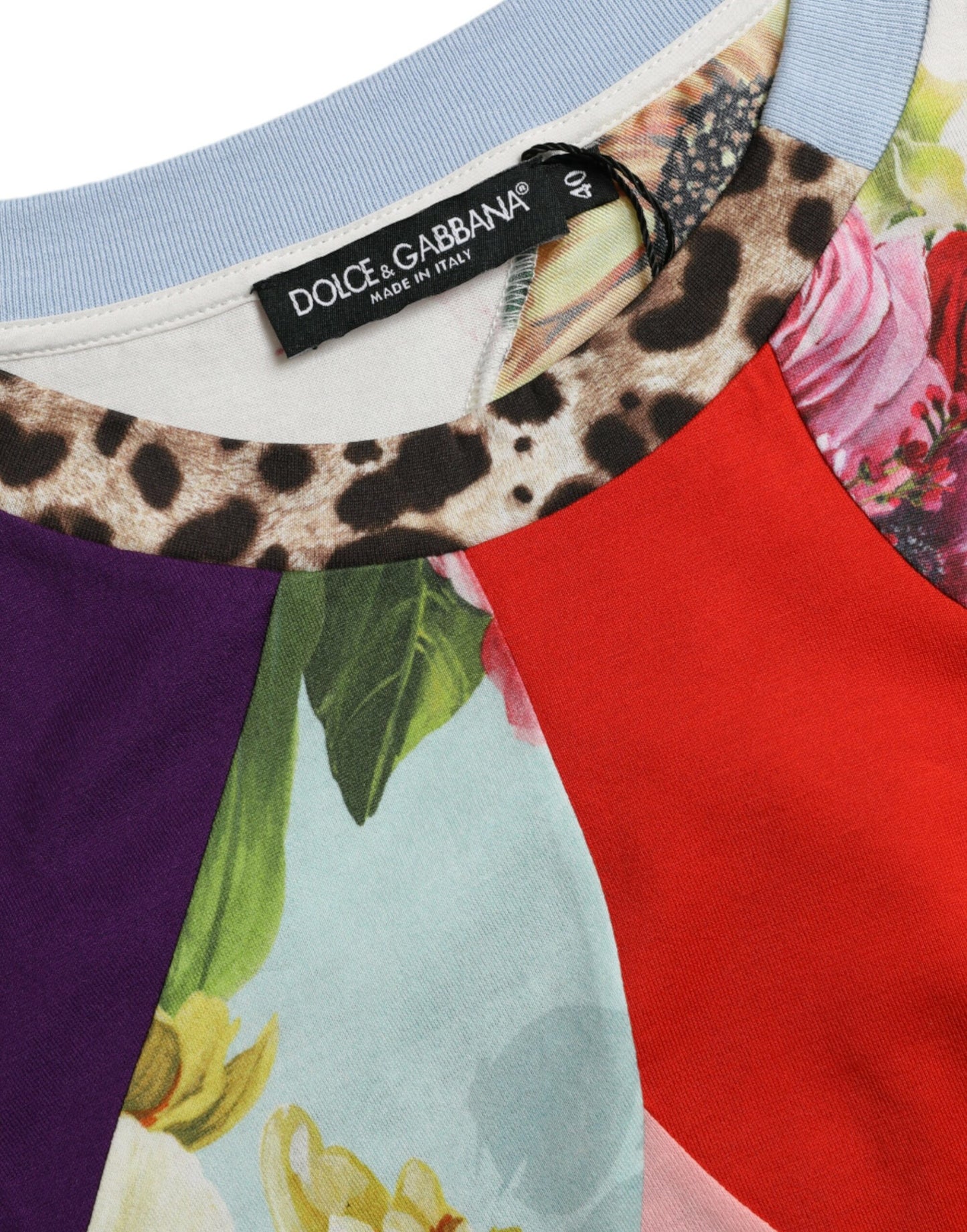 Dolce & Gabbana Blusa Top de Algodón y Seda con Parches Multicolor