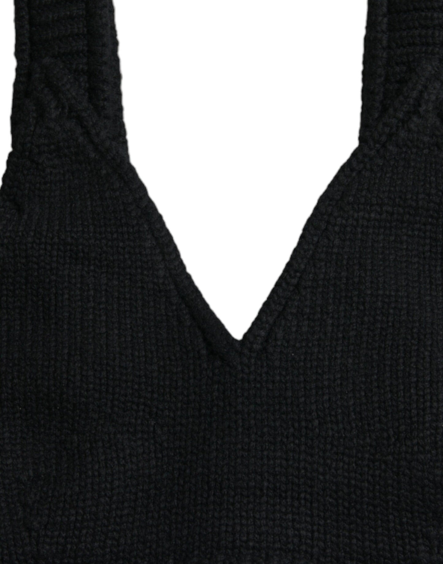Top bustier corto de cachemir negro con cuello de pico de Dolce & Gabbana
