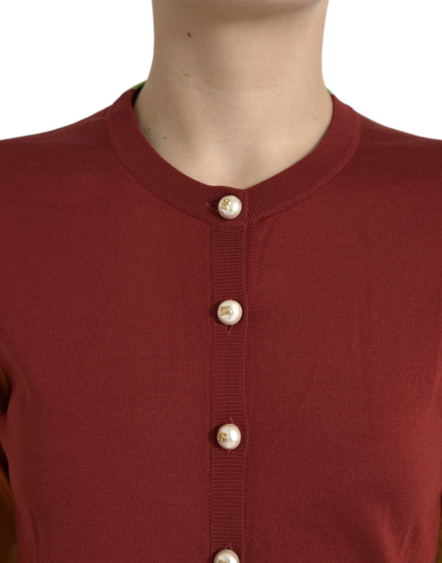 Cárdigan de seda multicolor con cuello redondo de Dolce & Gabbana