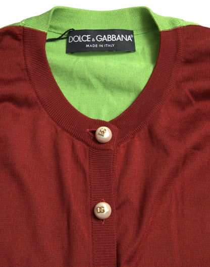 Cárdigan de seda multicolor con cuello redondo de Dolce & Gabbana