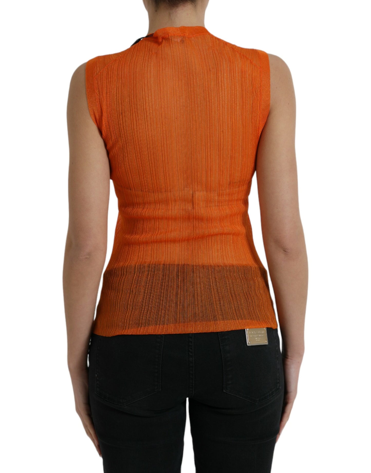 Dolce & Gabbana Blusa sin mangas con cuello redondo transparente naranja