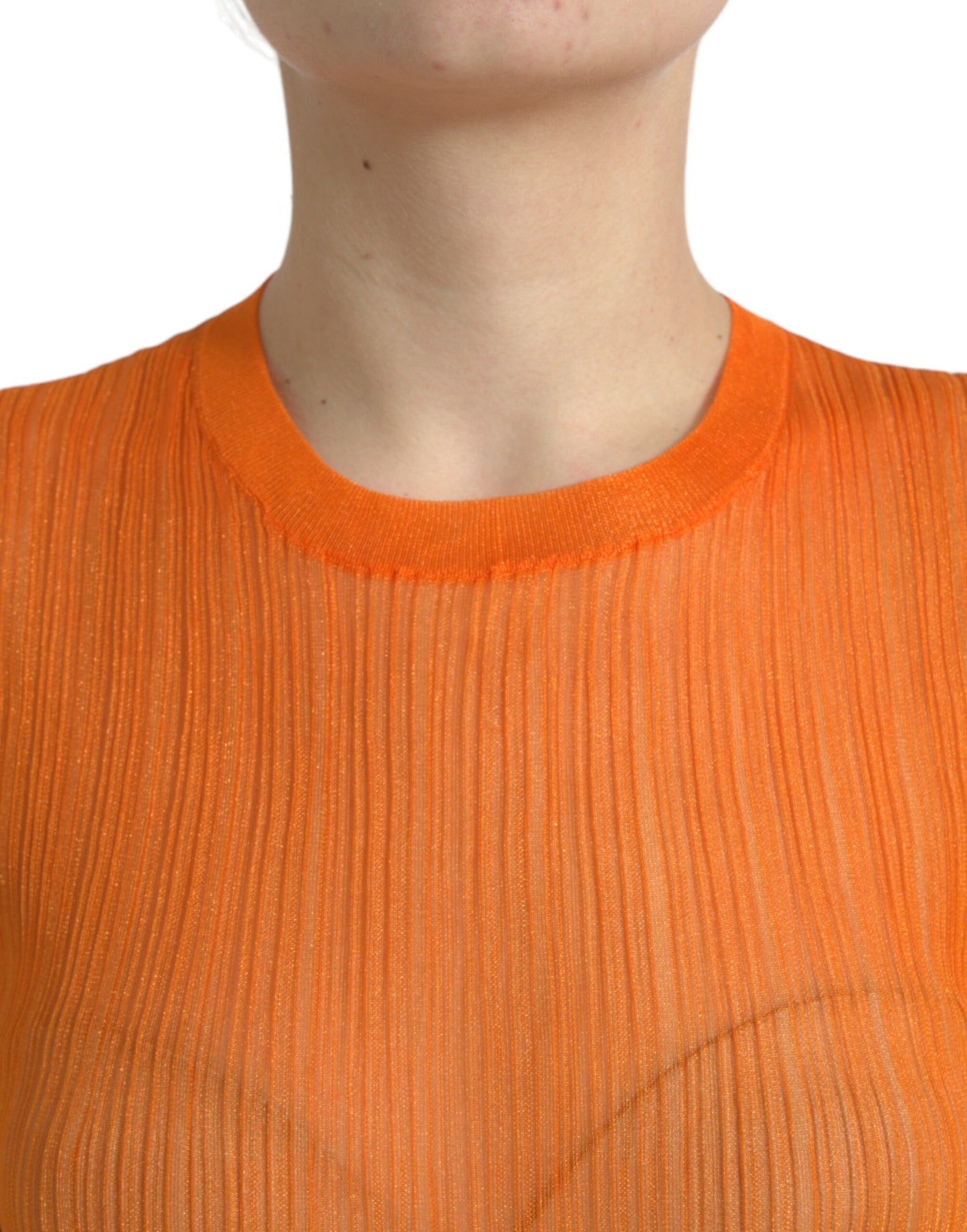 Dolce & Gabbana Blusa sin mangas con cuello redondo transparente naranja