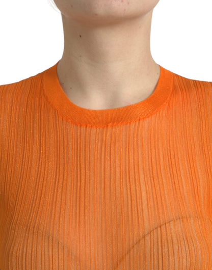 Dolce & Gabbana Blusa sin mangas con cuello redondo transparente naranja