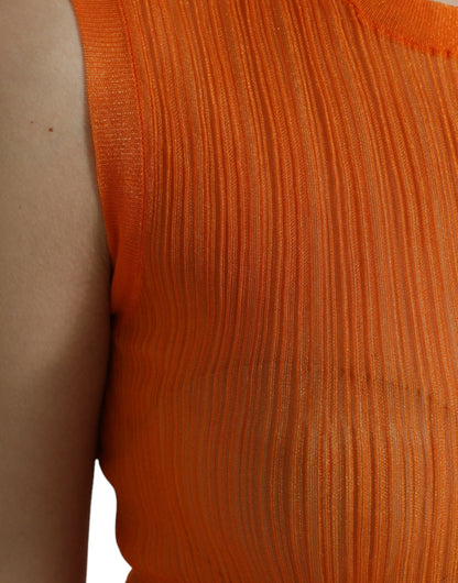 Dolce & Gabbana Blusa sin mangas con cuello redondo transparente naranja