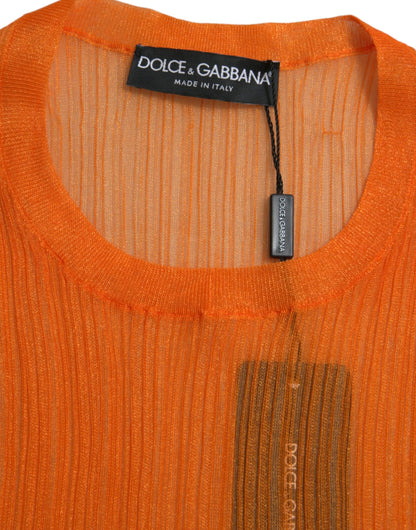 Dolce & Gabbana Blusa sin mangas con cuello redondo transparente naranja