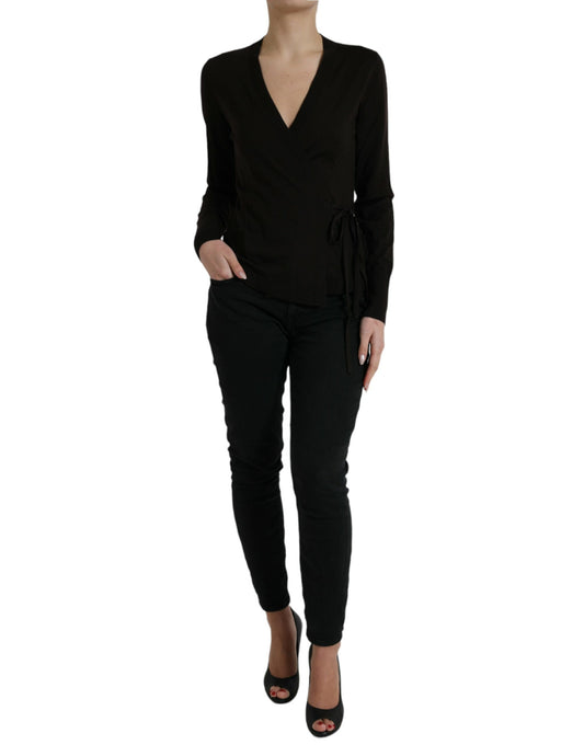 Cárdigan Dolce & Gabbana negro de lana con cuello de pico cruzado