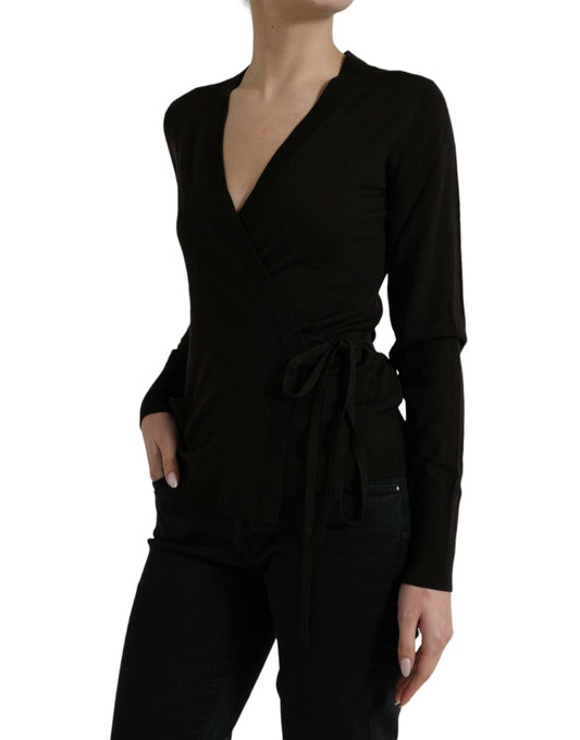 Cárdigan Dolce & Gabbana negro de lana con cuello de pico cruzado