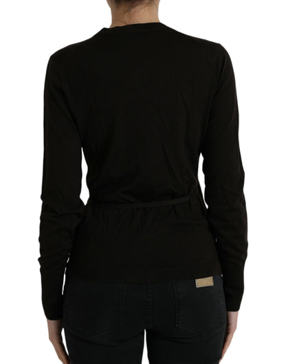 Cárdigan Dolce & Gabbana negro de lana con cuello de pico cruzado