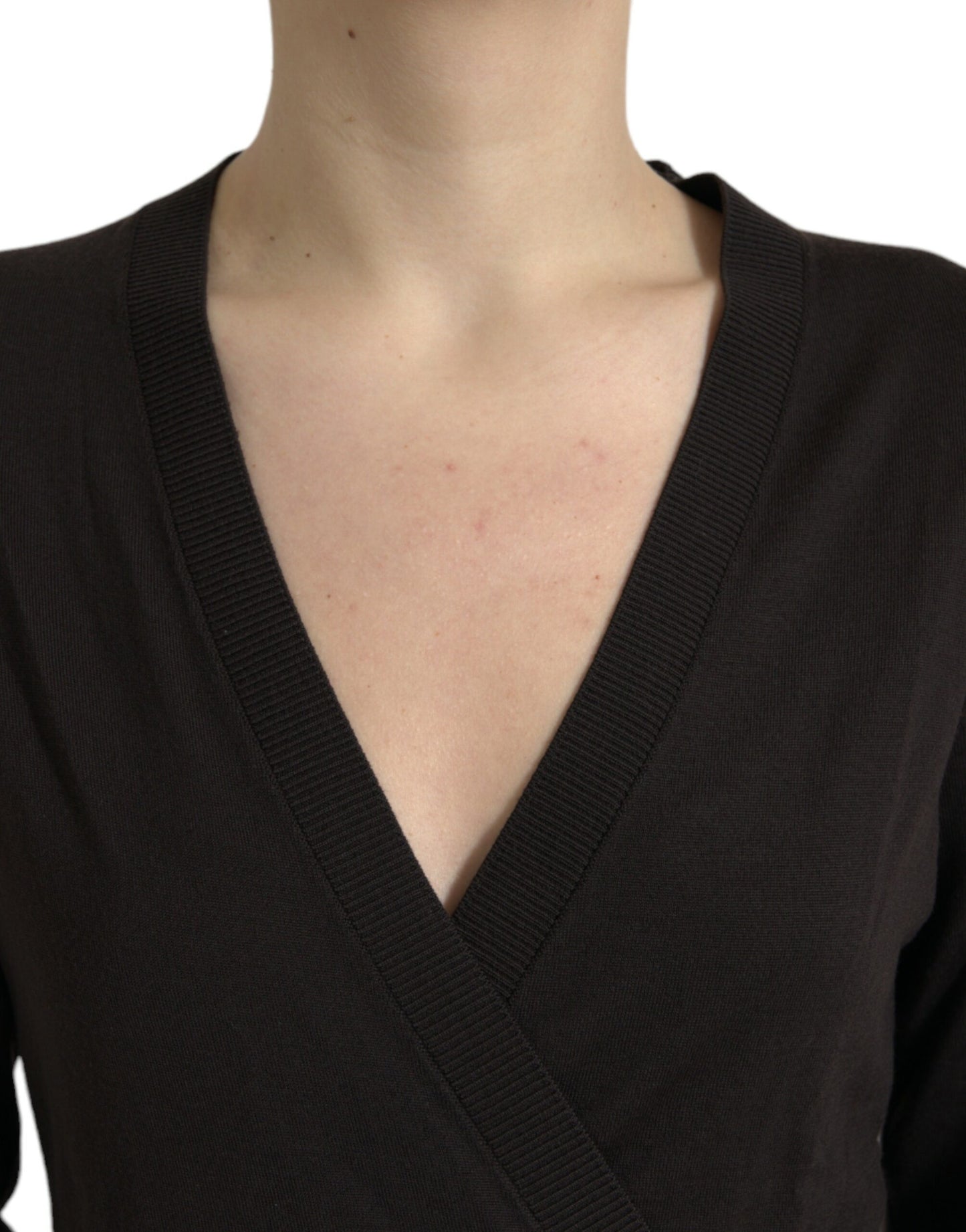 Cárdigan Dolce & Gabbana negro de lana con cuello de pico cruzado