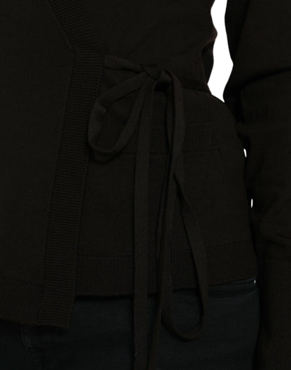 Cárdigan Dolce & Gabbana negro de lana con cuello de pico cruzado