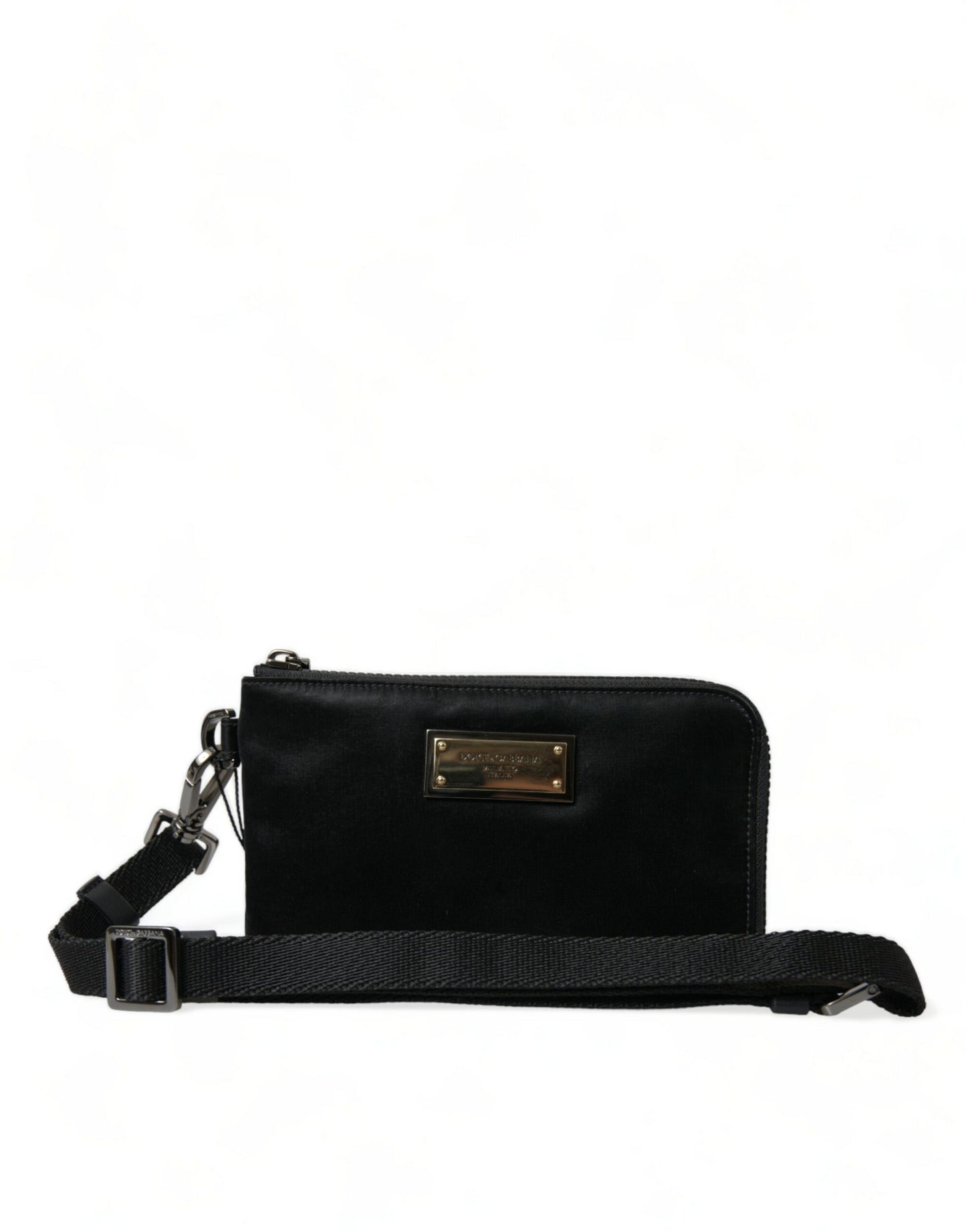 Bolso de mano Dolce & Gabbana de nailon negro con logo y placa llavero