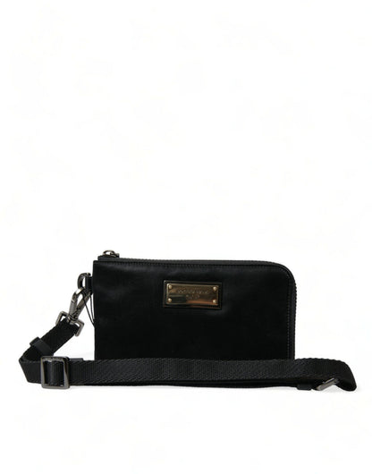 Bolso de mano Dolce & Gabbana de nailon negro con logo y placa llavero