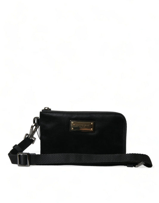 Bolso de mano Dolce & Gabbana de nailon negro con logo y placa llavero