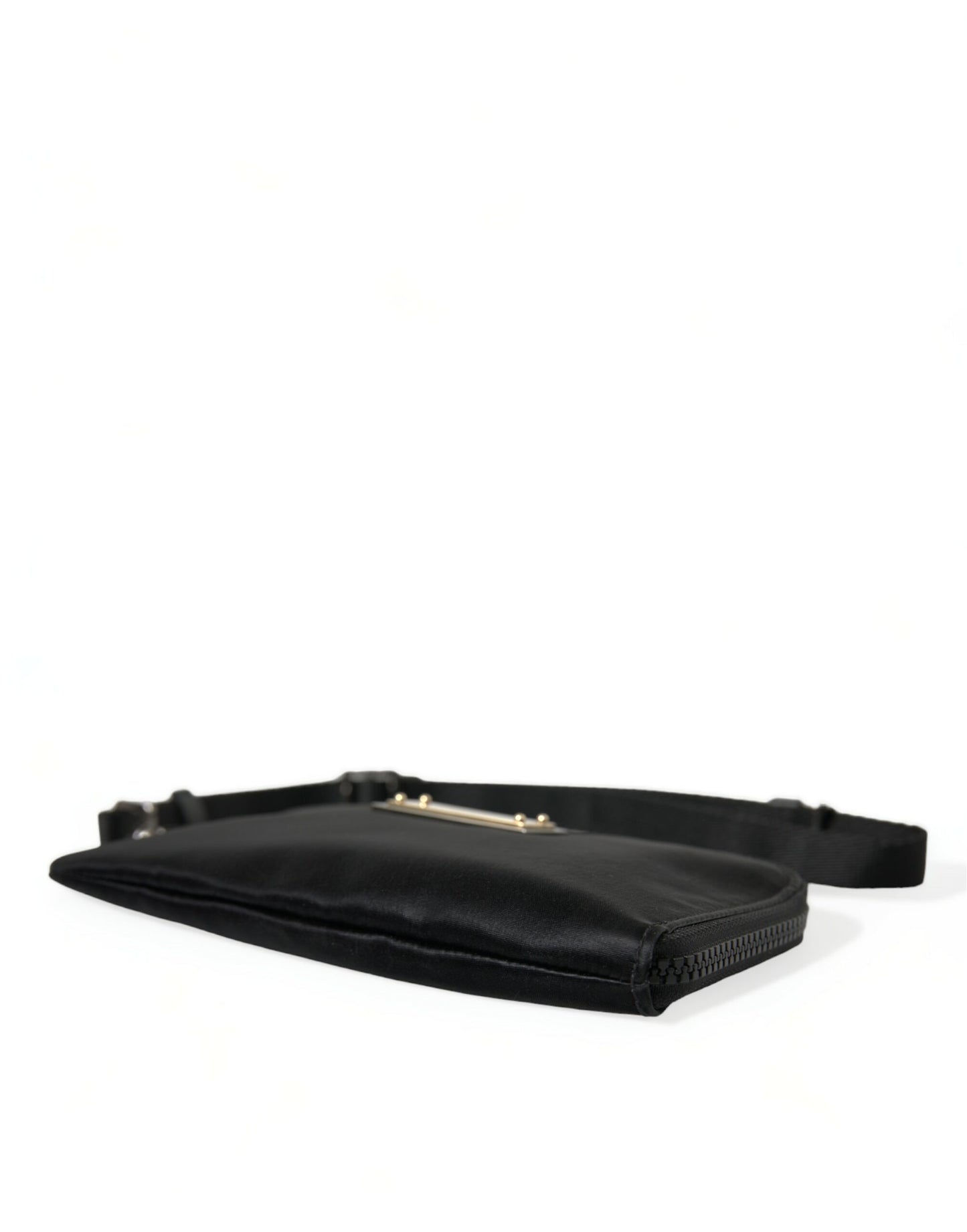 Bolso de mano Dolce & Gabbana de nailon negro con logo y placa llavero