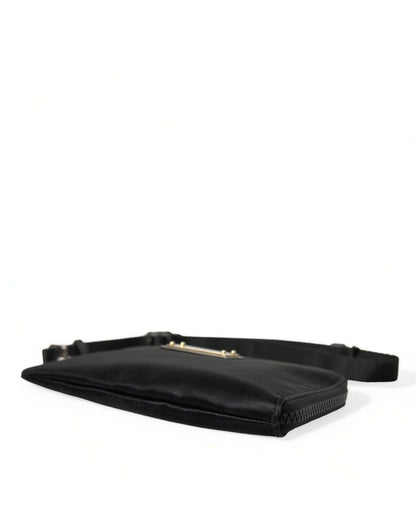 Bolso de mano Dolce & Gabbana de nailon negro con logo y placa llavero