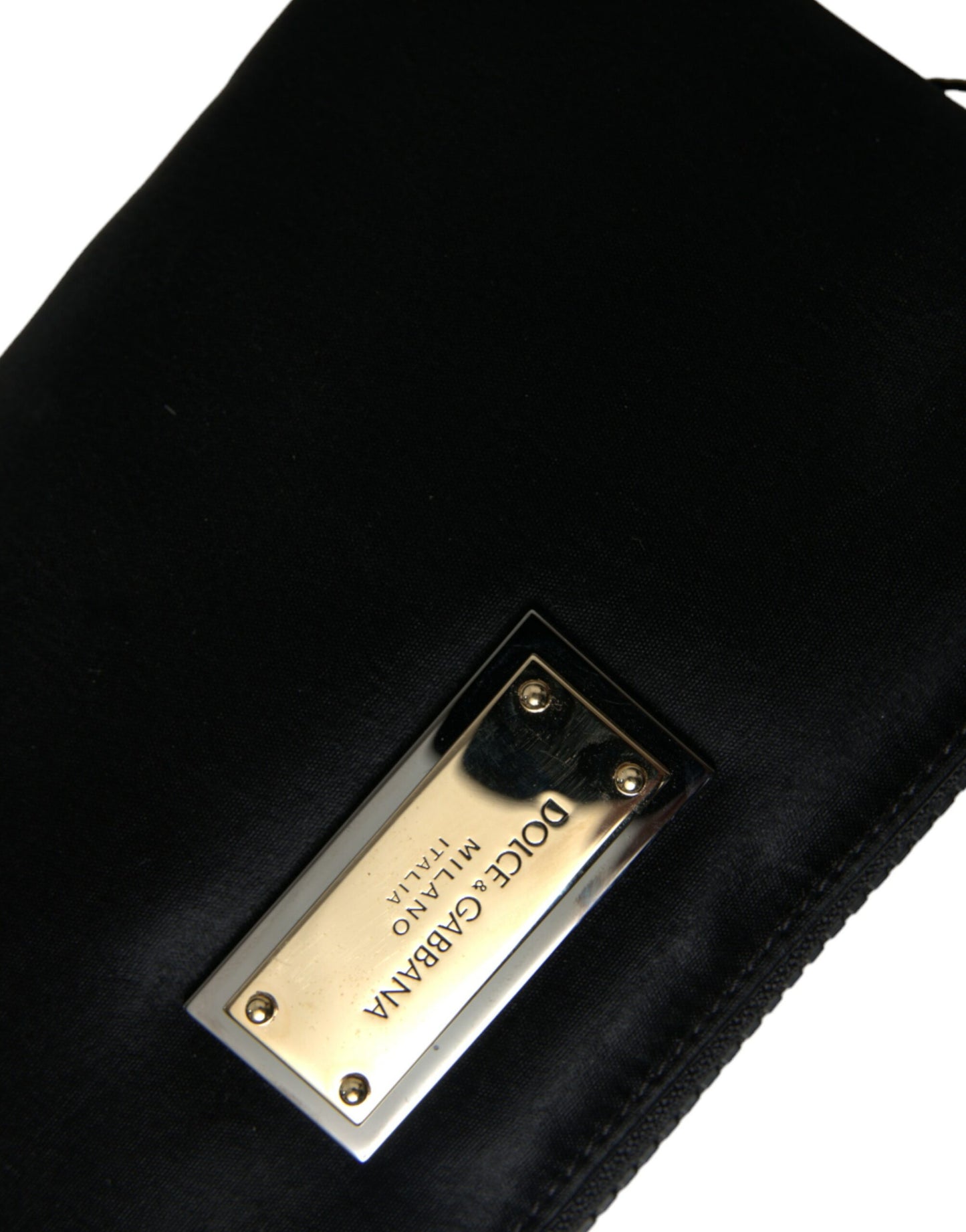 Bolso de mano Dolce & Gabbana de nailon negro con logo y placa llavero