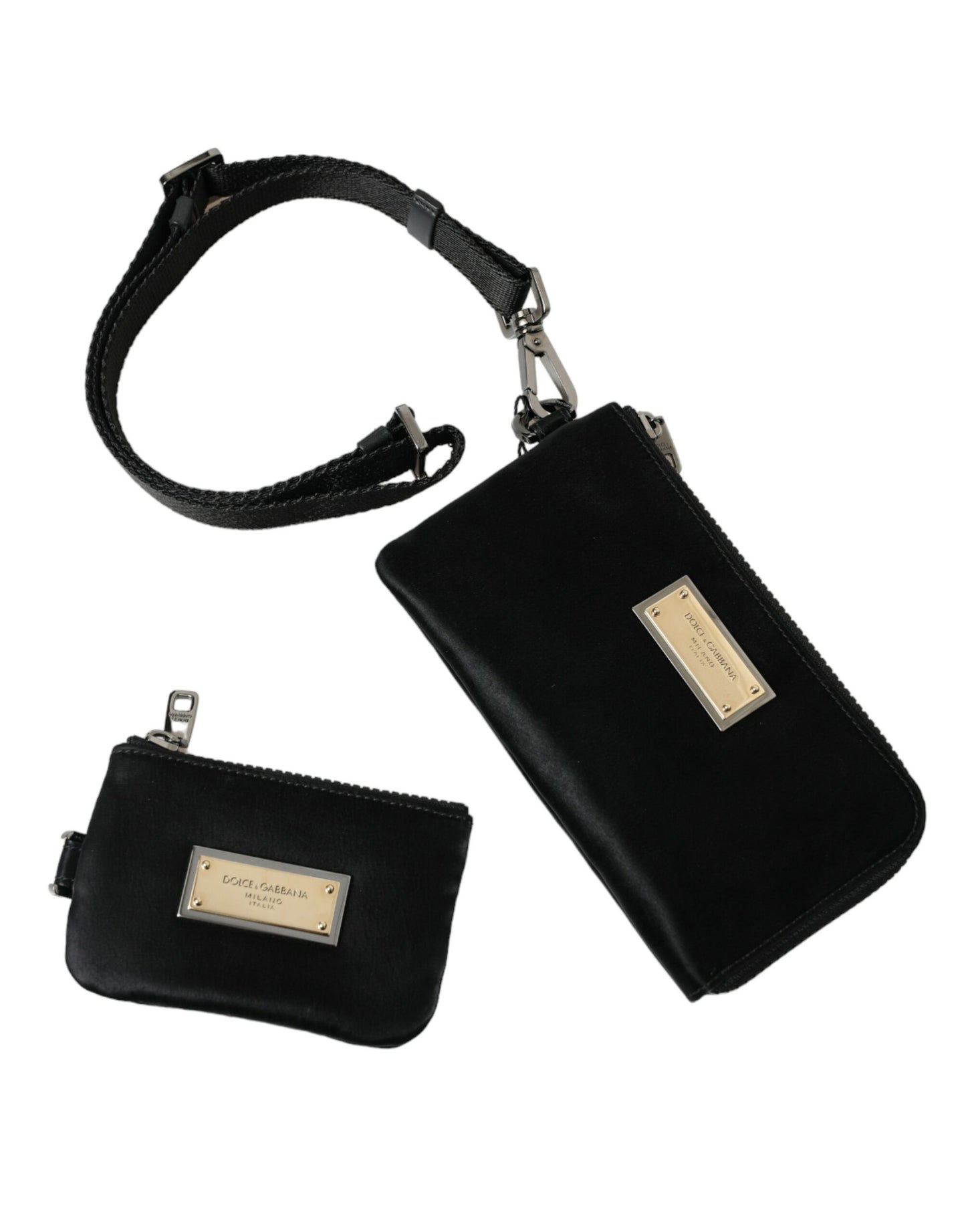 Bolso de mano Dolce & Gabbana de nailon negro con logo y placa llavero