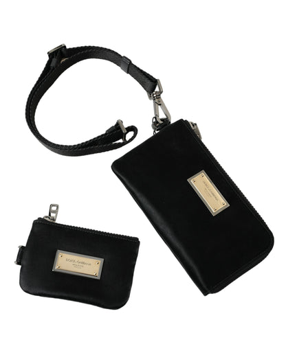 Bolso de mano Dolce & Gabbana de nailon negro con logo y placa llavero