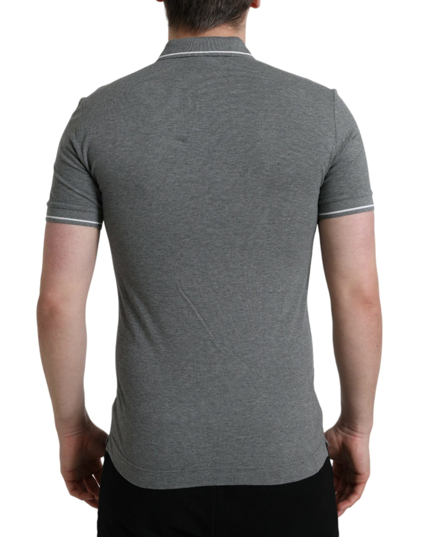 Camiseta con cuello y manga corta Crown de Dolce & Gabbana gris