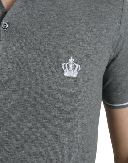 Camiseta con cuello y manga corta Crown de Dolce & Gabbana gris