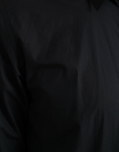 Camisa de vestir formal con cuello de algodón azul marino de Dolce & Gabbana