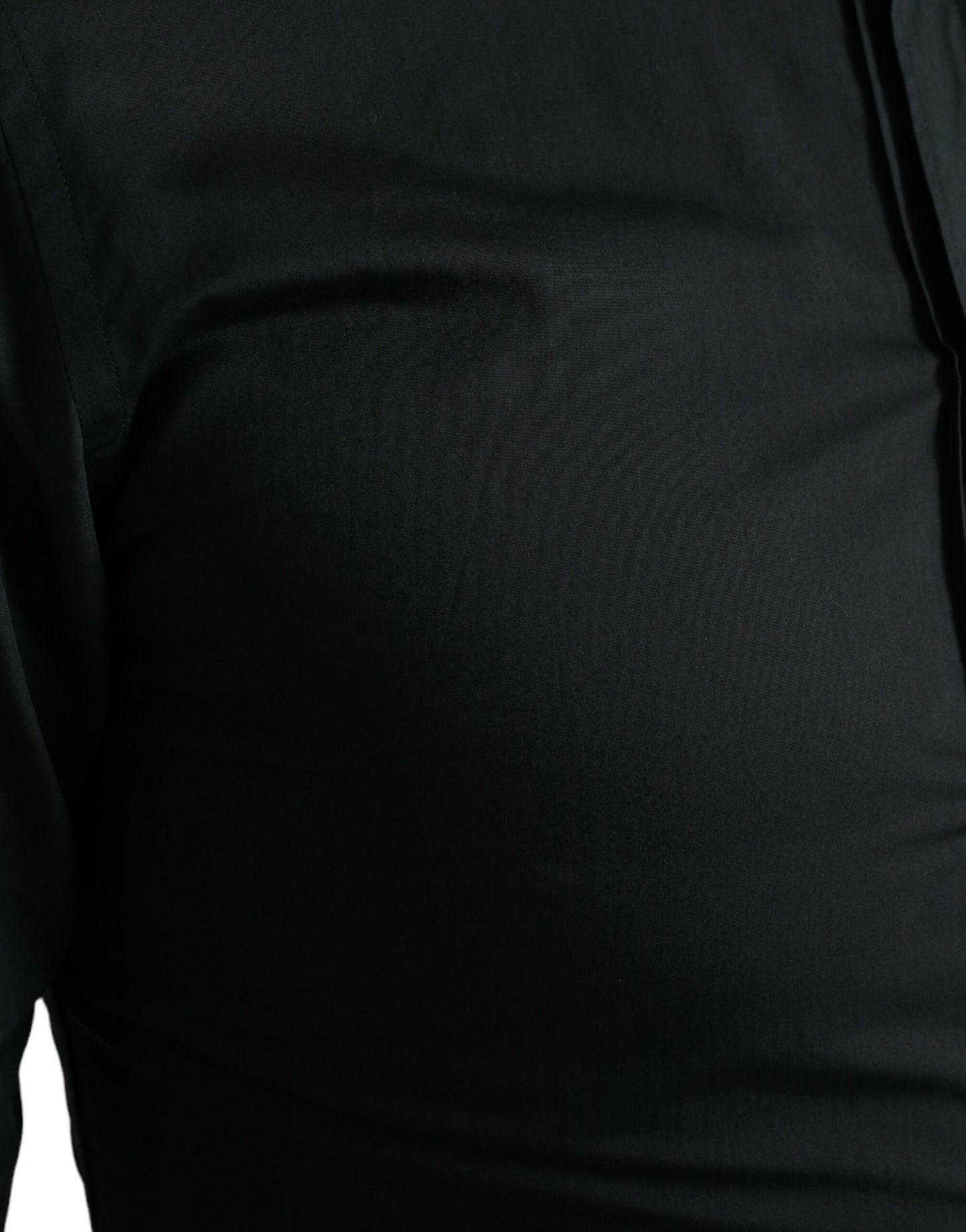 Camisa de vestir formal dorada de seda de algodón negro de Dolce & Gabbana