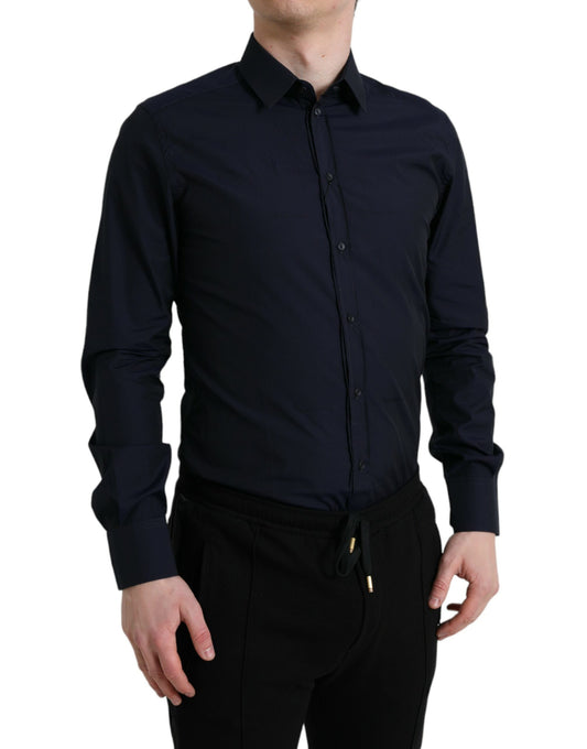 Camisa de vestir formal entallada DORADA azul marino de Dolce & Gabbana