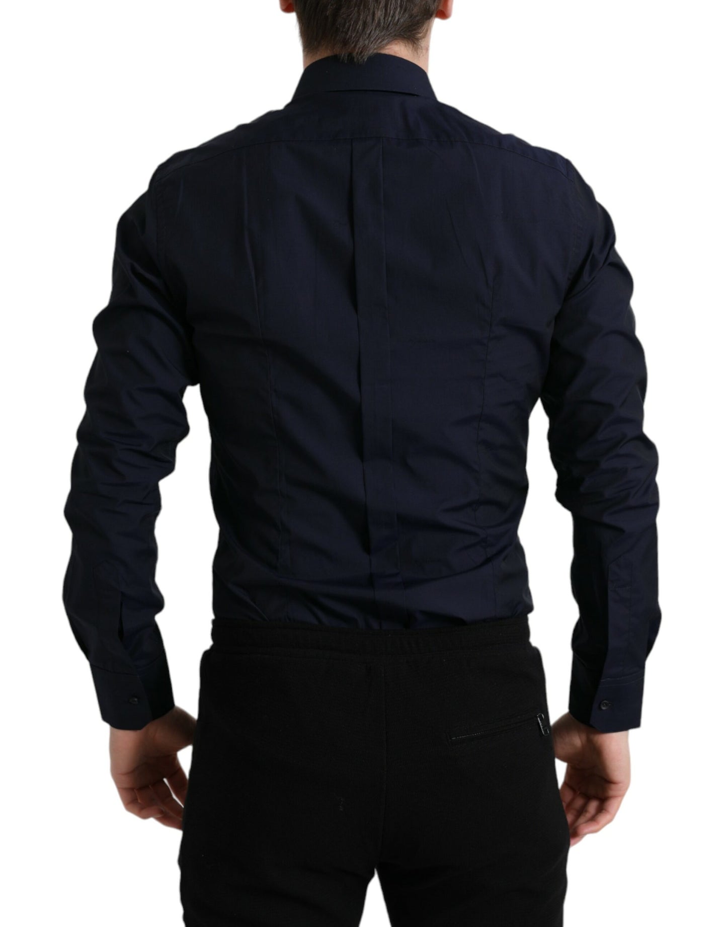 Camisa de vestir formal entallada DORADA azul marino de Dolce & Gabbana