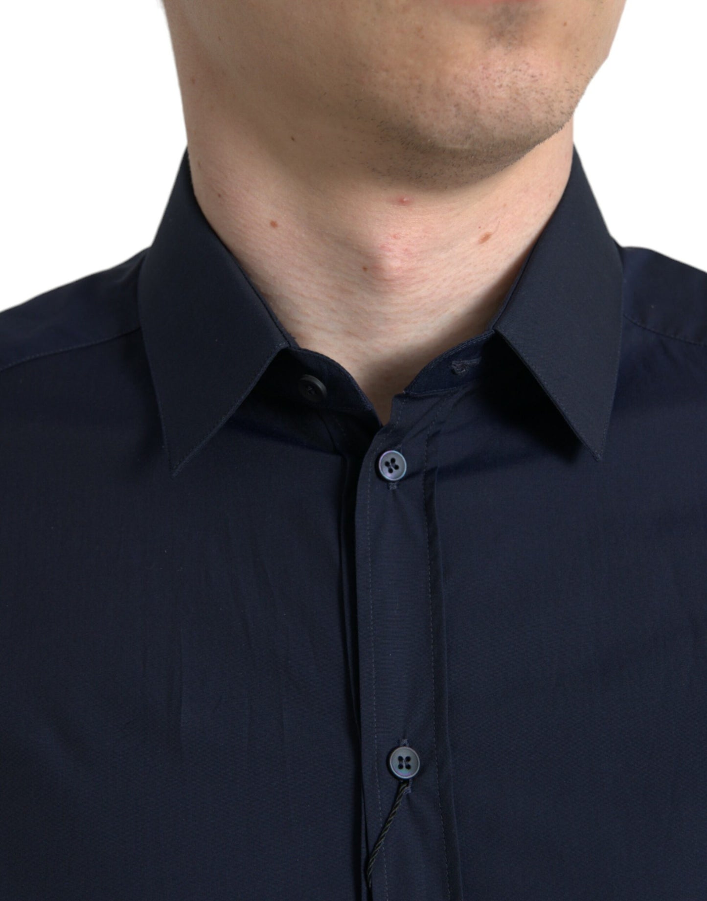 Camisa de vestir formal entallada DORADA azul marino de Dolce & Gabbana