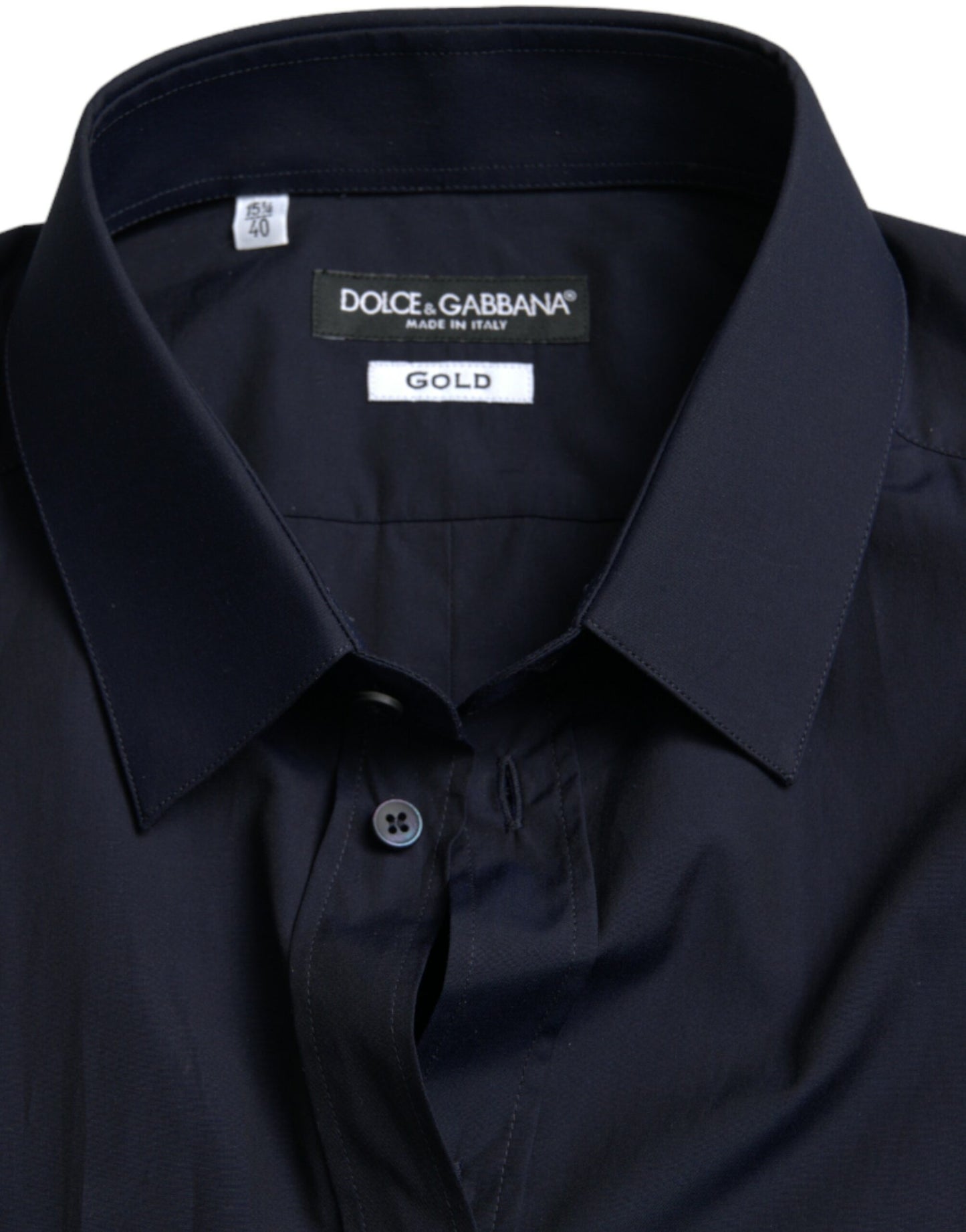 Camisa de vestir formal entallada DORADA azul marino de Dolce & Gabbana