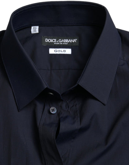 Camisa de vestir formal entallada DORADA azul marino de Dolce & Gabbana