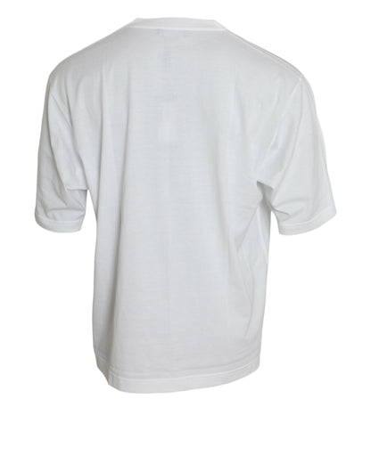 Camiseta de cuello redondo de algodón blanco de manga corta de Dolce & Gabbana
