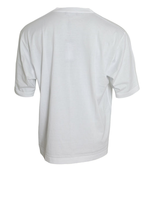 Camiseta de cuello redondo de algodón blanco de manga corta de Dolce & Gabbana