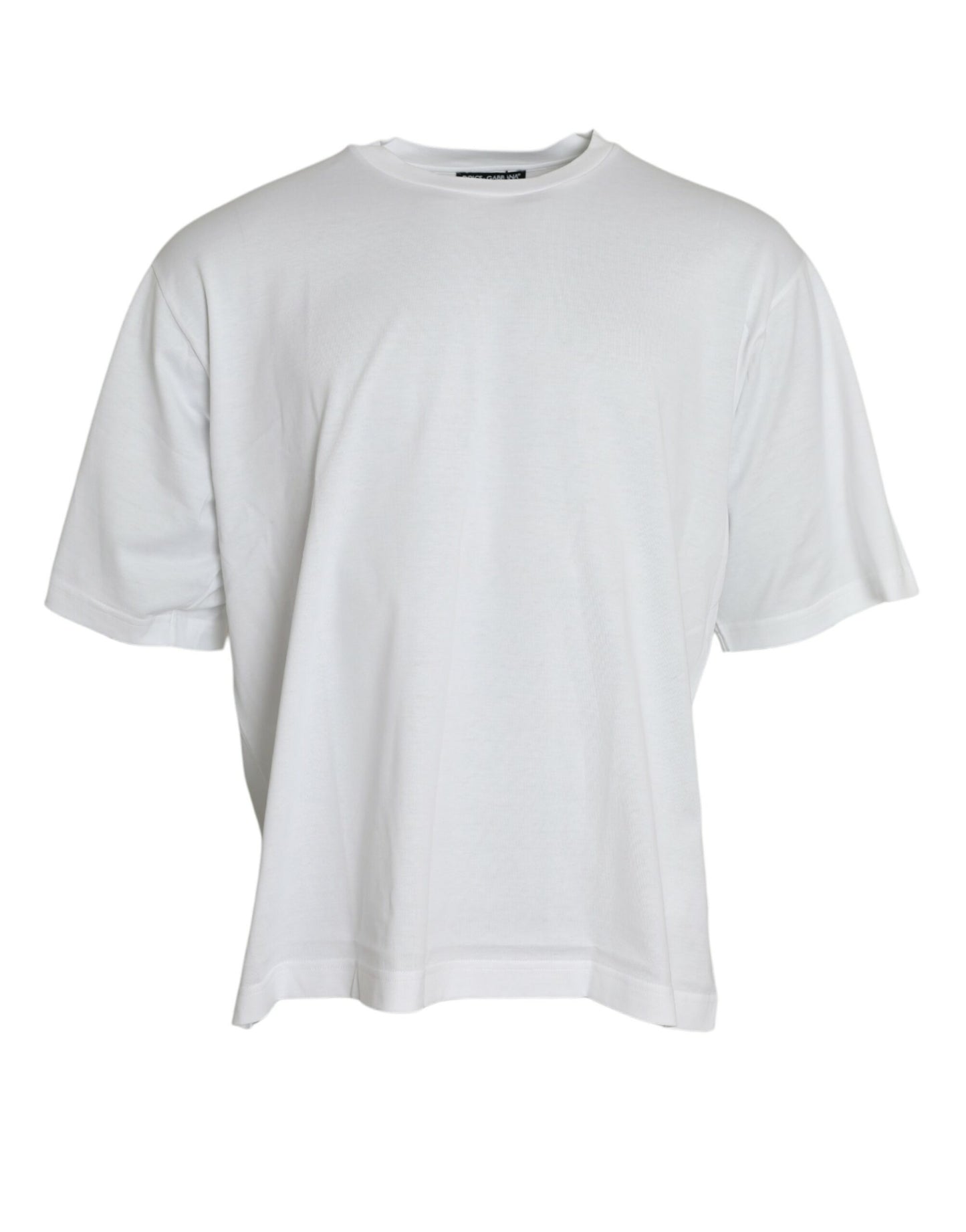 Camiseta de cuello redondo de algodón blanco de manga corta de Dolce & Gabbana