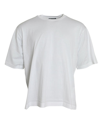 Camiseta de cuello redondo de algodón blanco de manga corta de Dolce & Gabbana