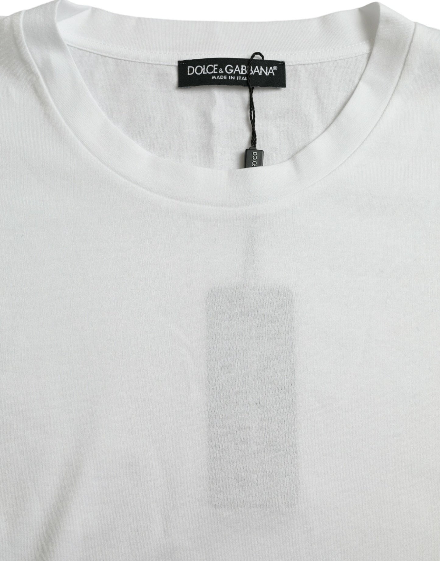 Camiseta de cuello redondo de algodón blanco de manga corta de Dolce & Gabbana