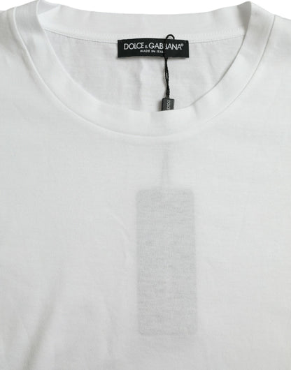 Camiseta de cuello redondo de algodón blanco de manga corta de Dolce & Gabbana