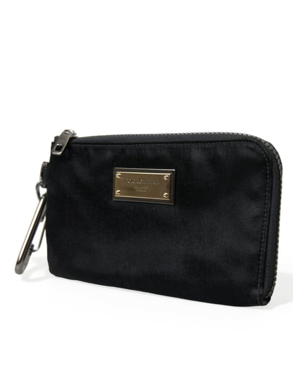 Dolce & Gabbana Bolsos de Mano Tipo Clutch con Llavero y Placa con el Logo de Nylon Negro