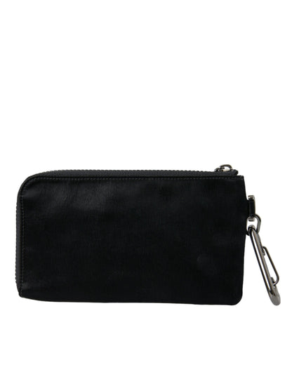 Dolce & Gabbana Bolsos de Mano Tipo Clutch con Llavero y Placa con el Logo de Nylon Negro