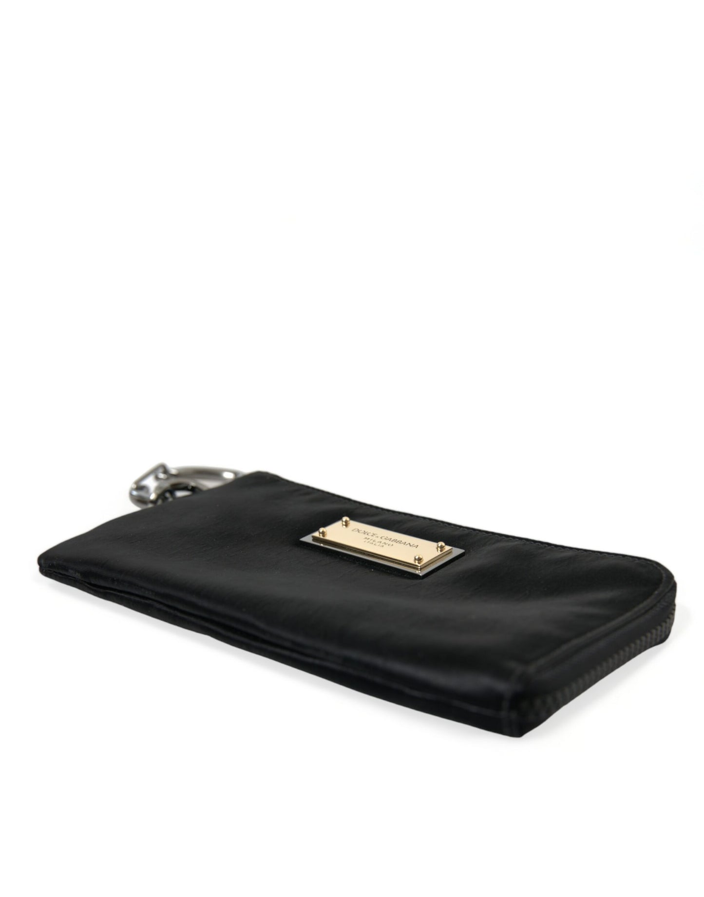 Dolce & Gabbana Bolsos de Mano Tipo Clutch con Llavero y Placa con el Logo de Nylon Negro