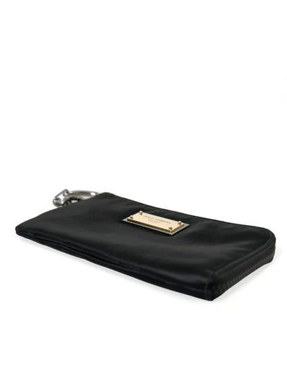 Dolce & Gabbana Bolsos de Mano Tipo Clutch con Llavero y Placa con el Logo de Nylon Negro