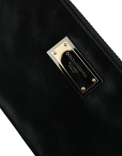 Dolce & Gabbana Bolsos de Mano Tipo Clutch con Llavero y Placa con el Logo de Nylon Negro