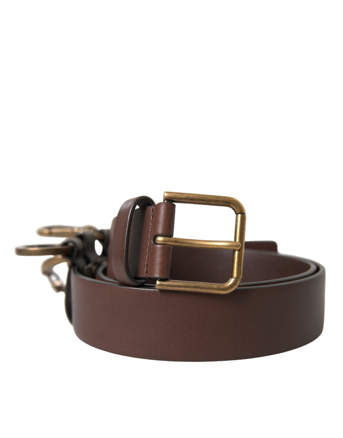 Cinturón Dolce & Gabbana de piel de becerro marrón con hebilla de metal dorado