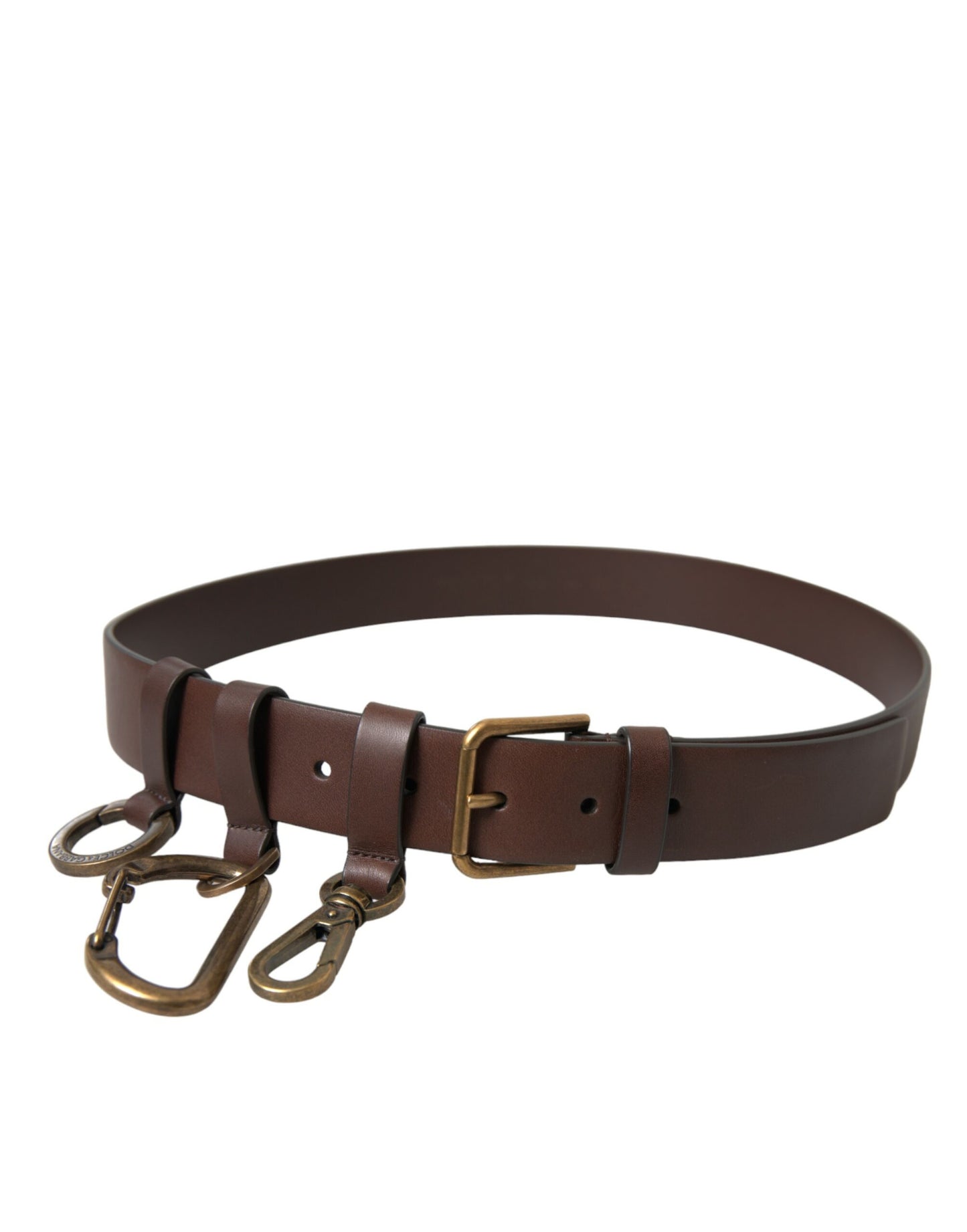 Cinturón Dolce & Gabbana de piel de becerro marrón con hebilla de metal dorado