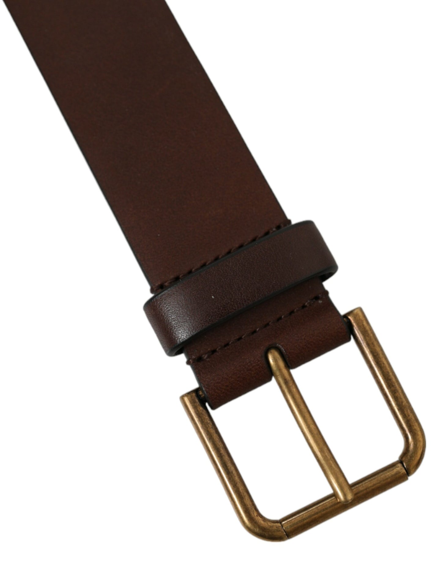 Cinturón Dolce & Gabbana de piel de becerro marrón con hebilla de metal dorado