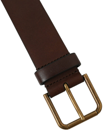 Cinturón Dolce & Gabbana de piel de becerro marrón con hebilla de metal dorado
