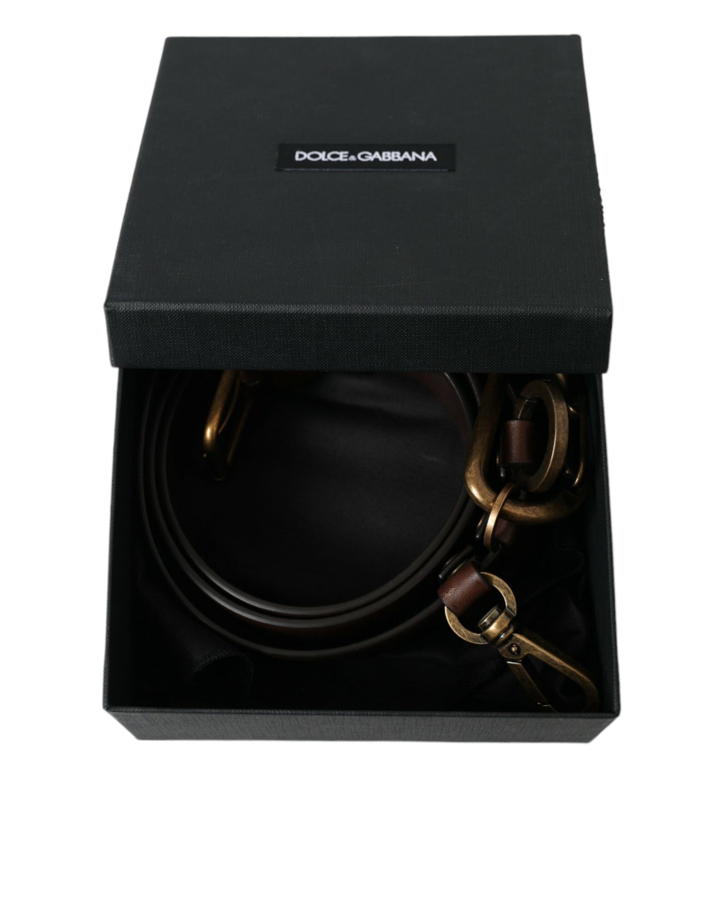 Cinturón Dolce & Gabbana de piel de becerro marrón con hebilla de metal dorado